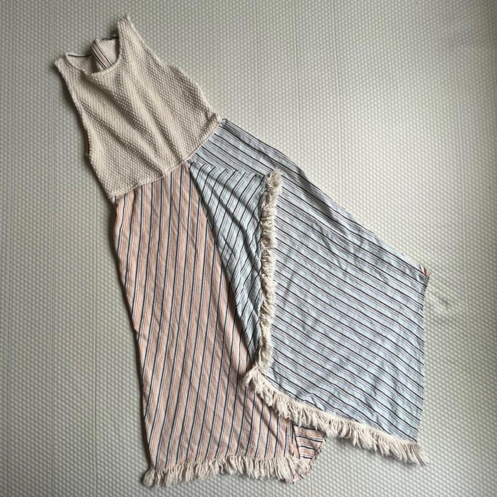 Zara striped crochet midi dress size M fringe detail euro summer beach